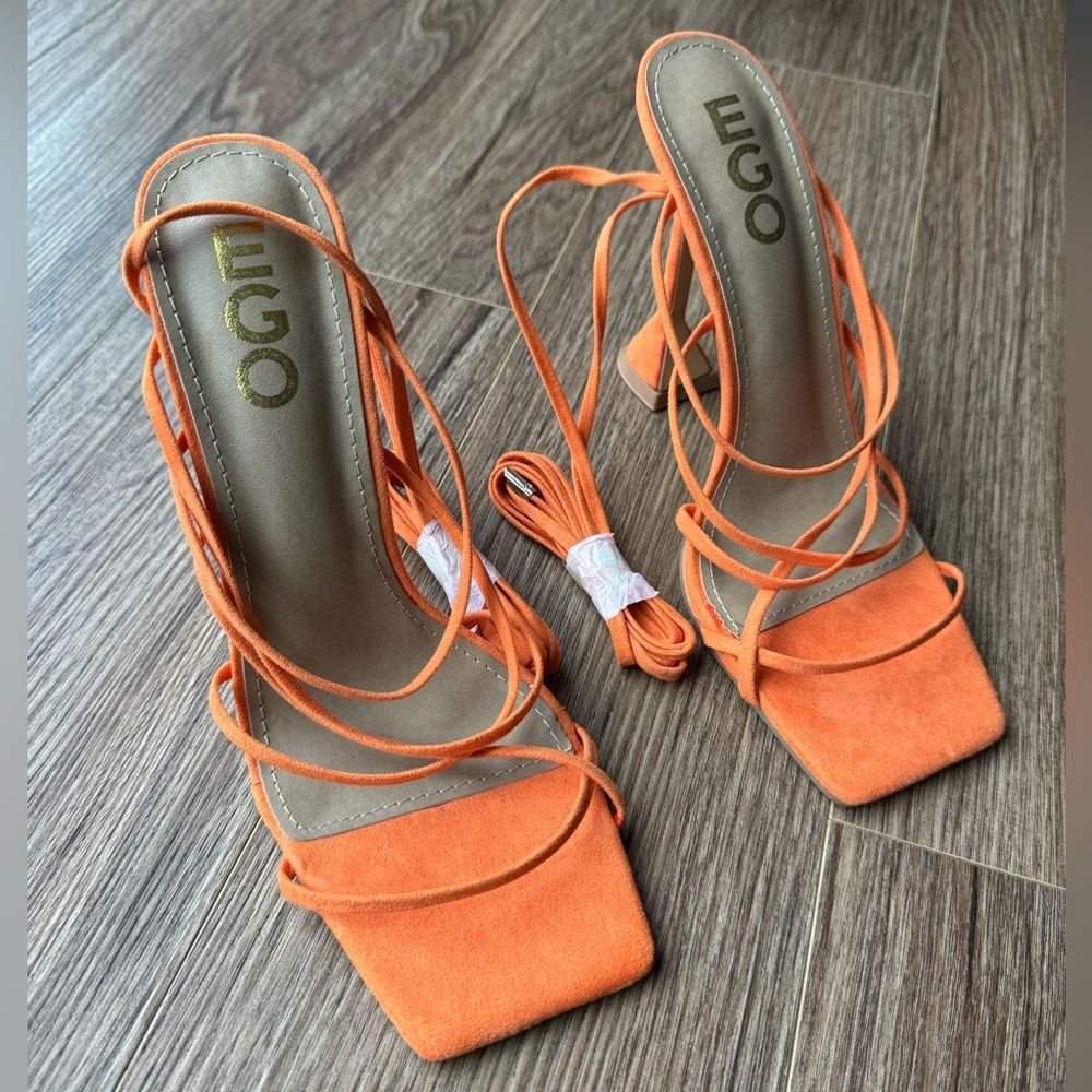 EGO Orange Tie Up Square Stiletto